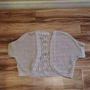 Love By Design Tan Open-Knit Shrug Size L